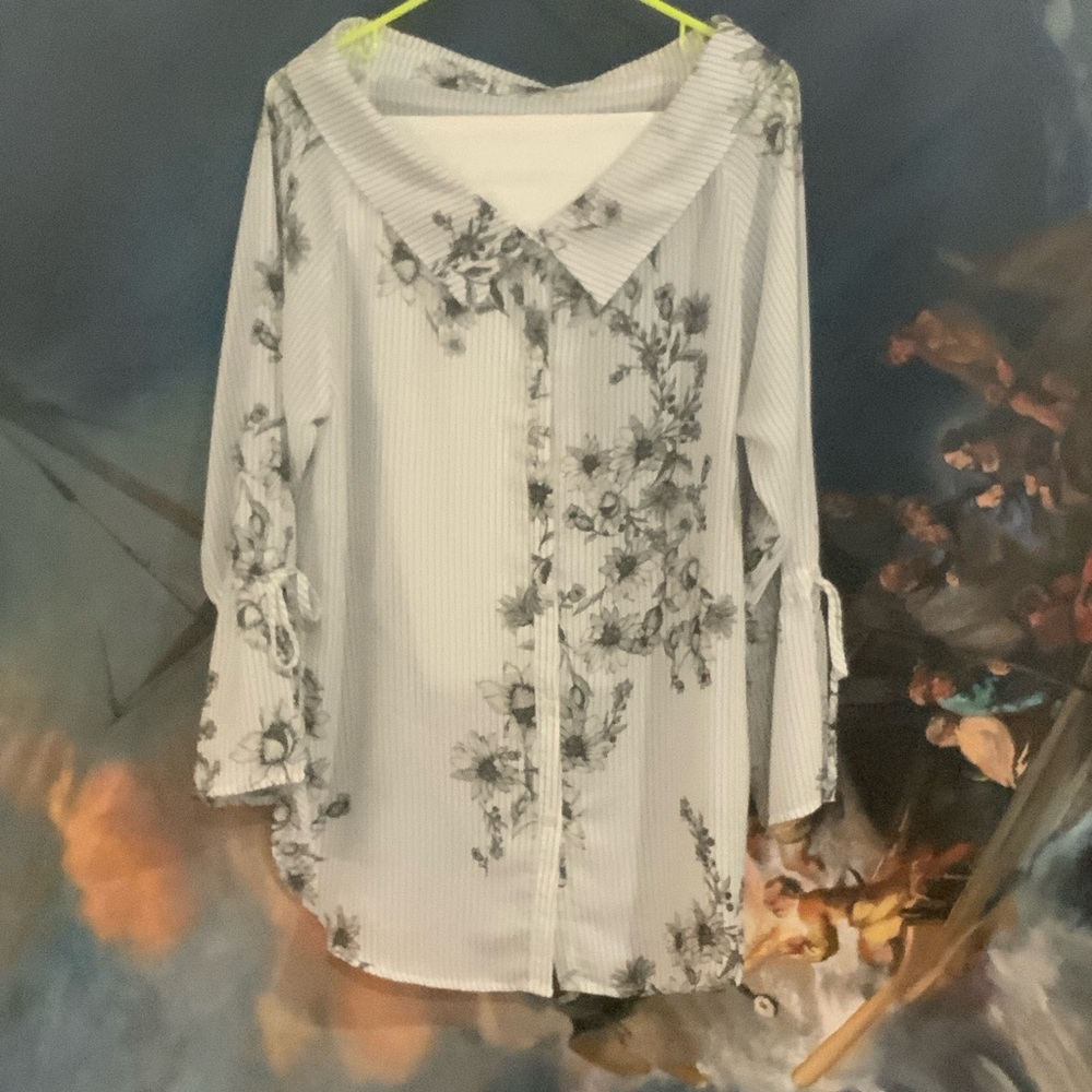 Unique and Sophisticated Womenโs Long Sleeve Blouse, Size: Large
